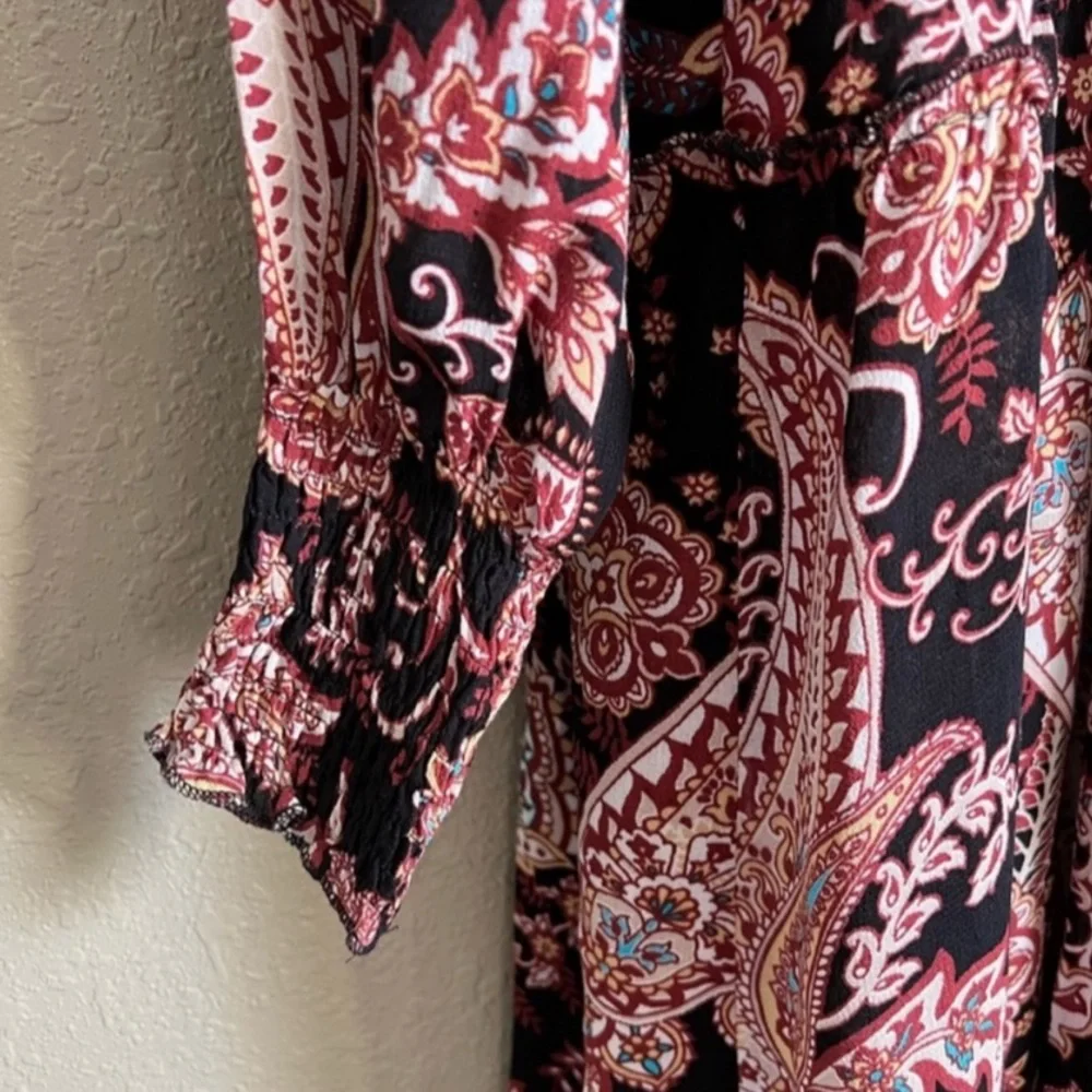 Anthropologie Smocked Neck Cady Paisley Tiered Tunic Dress XS - Picture 13 of 17